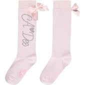 A'Dee Girls Pale Pink Diamante Logo Knee High Socks